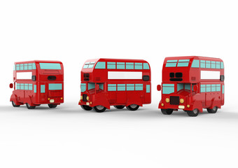 London doubledecker red bus on white background. 3d illustration.