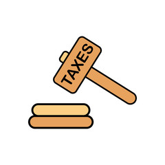 Tax hammer flat vector icon sign symbol