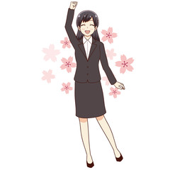 女性 桜 入社 新生活
