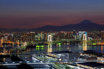 東京　レインボーブリッジ  富士山　豊洲市場
