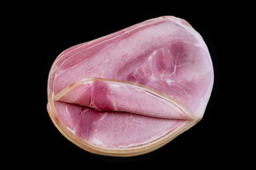 Smoked fresh ham slice on white background isolated insulated.