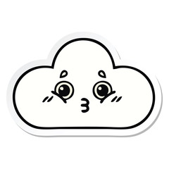 sticker of a cute cartoon cloud