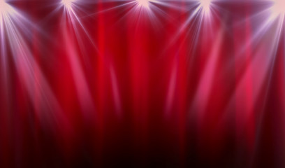 Purple spotlight with curtain through the darkness. Festive, christmas.