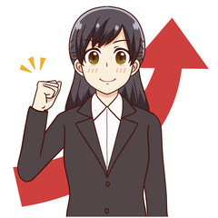 ガッツポーズをする女性