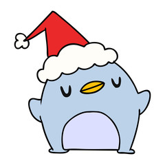 christmas cartoon of kawaii penguin