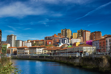 Nervion River and Atxuri Station, Bilbao, Biscay, Basque Country, Euskadi, Euskal Herria, Spain, Europe