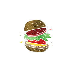 quirky retro illustration style cartoon veggie burger