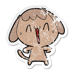 distressed sticker of a cute cartoon dog