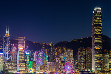 Hong Kong at Night at Victoria Harbor.