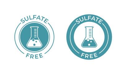 Sulfate free vector icon. Vector chemical test tube seal, sulfate free product warranty seal