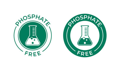 Phosphate free vector icon. Vector chemical test tube seal, phosphate free product warranty seal