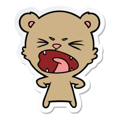 sticker of a angry cartoon bear
