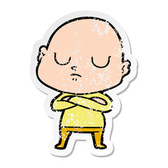 Obraz premium distressed sticker of a cartoon bald man
