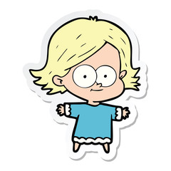 sticker of a happy cartoon girl