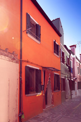 narrow street on a burano island