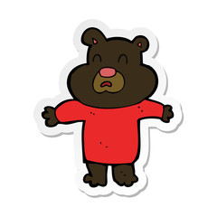 Obraz premium sticker of a cartoon unhappy black bear