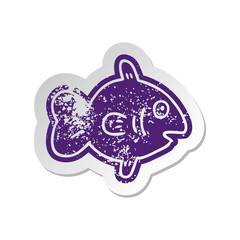 distressed old sticker of a marine fish