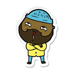 sticker of a cartoon happy bearded man