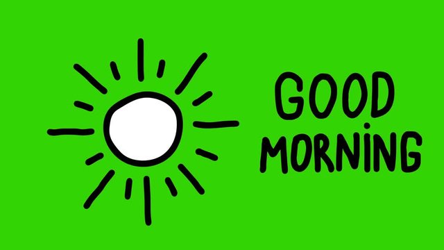 Hand drawn animation of sun and phrase good morning