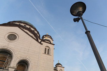 Fototapeta na wymiar Cathedral Church of Saint Sava in the center of city of Belgrade, Serbia