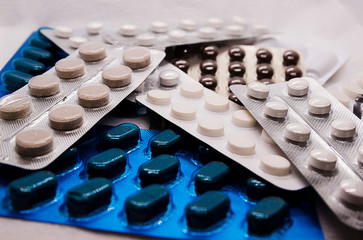 Pharmaceutical medication and medicine pills in packs