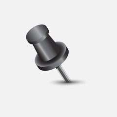 Vector illustration of black push pin.