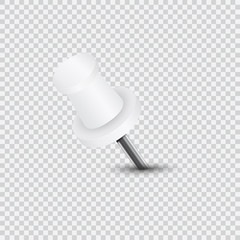Vector illustration of white push pin.