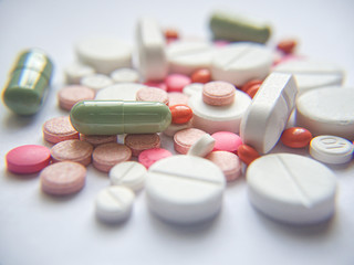 pills on white background