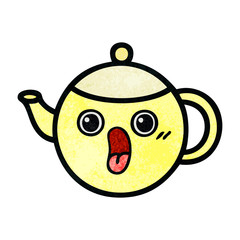 retro grunge texture cartoon tea pot