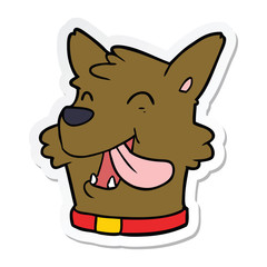 sticker of a cartoon happy dog face