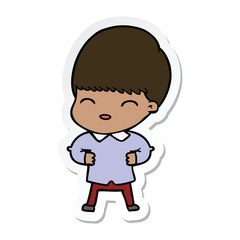 sticker of a happy cartoon boy