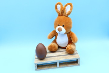 Fototapeta premium Funny Easter Composition with Teddy Bunny