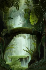 in einer tiefen mystischen Dschungelschlucht, kann als Hintergrund, Tapete verwendet werden © Kanea