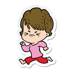 sticker of a cartoon frustrated woman