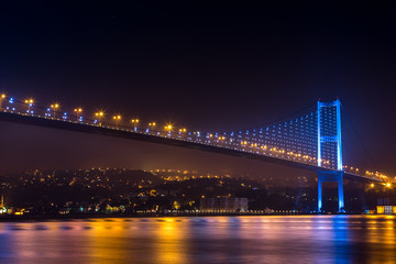 Fototapeta na wymiar Nightview of Bosphorus Bridge from Ortaköy Mosque Area