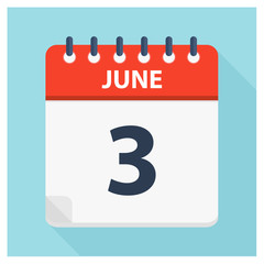 June 3 - Calendar Icon - Calendar design template