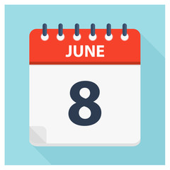 June 8 - Calendar Icon - Calendar design template