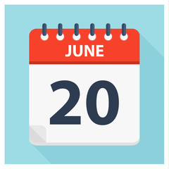 June 20 - Calendar Icon - Calendar design template