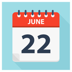June 22 - Calendar Icon - Calendar design template