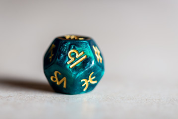 Astrology Dice with zodiac symbol of Libra