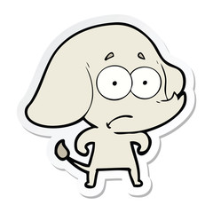 sticker of a cartoon unsure elephant