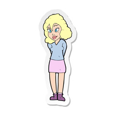 sticker of a cartoon confused woman