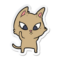 sticker of a confused cartoon cat