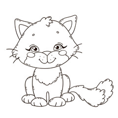 Cute cartoon cat. Coloring book page for children.