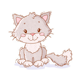 Cute cartoon kitten. Perfect for t-shirt print, kids wear fashion design, baby shower invitation card