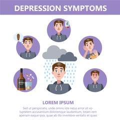 Depression signs and symptom. Infographic for people
