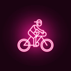 Fototapeta premium cyclist icon. Elements of Cancer day in neon style icons. Simple icon for websites, web design, mobile app, info graphics