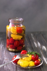 Fototapeta na wymiar Jars of fermented vegetables.