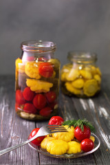 Fototapeta na wymiar Jars of fermented vegetables.