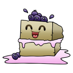 quirky gradient shaded cartoon happy cake slice